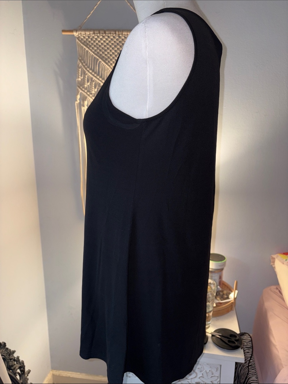 Eileen Fisher Stretch Silk Jersey Scoop Neck Tank in Black XS - Picture 6 of 9